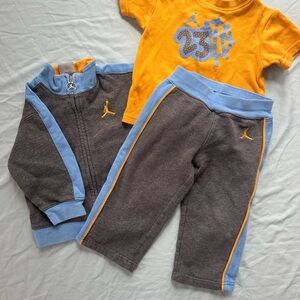 Jordan Gray and Blue Sweatpants with Light Blue Stripes